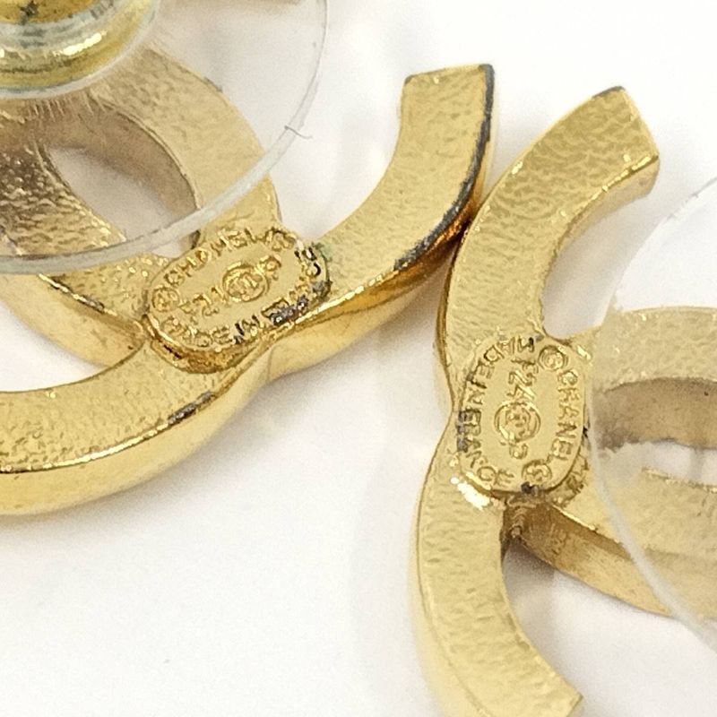 Chanel Earrings Coco Mark Gold Plated F24p