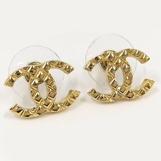 Chanel Earrings Coco Mark Gold Plated F24p