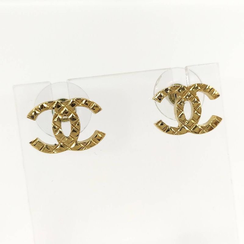 Chanel Earrings Coco Mark Gold Plated F24p