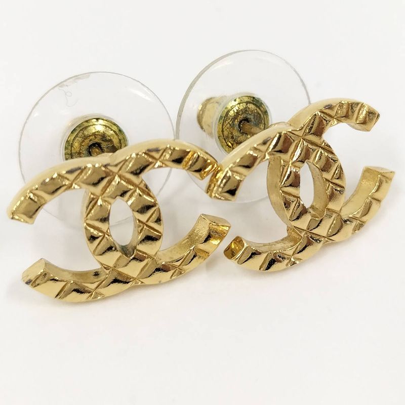Chanel Earrings Coco Mark Gold Plated F24p