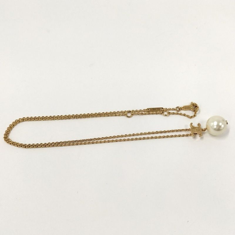 Celine Triomphe Necklace Pearl Gold