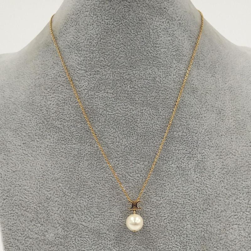 Celine Triomphe Necklace Pearl Gold
