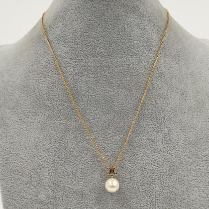 Celine Triomphe Necklace Pearl Gold