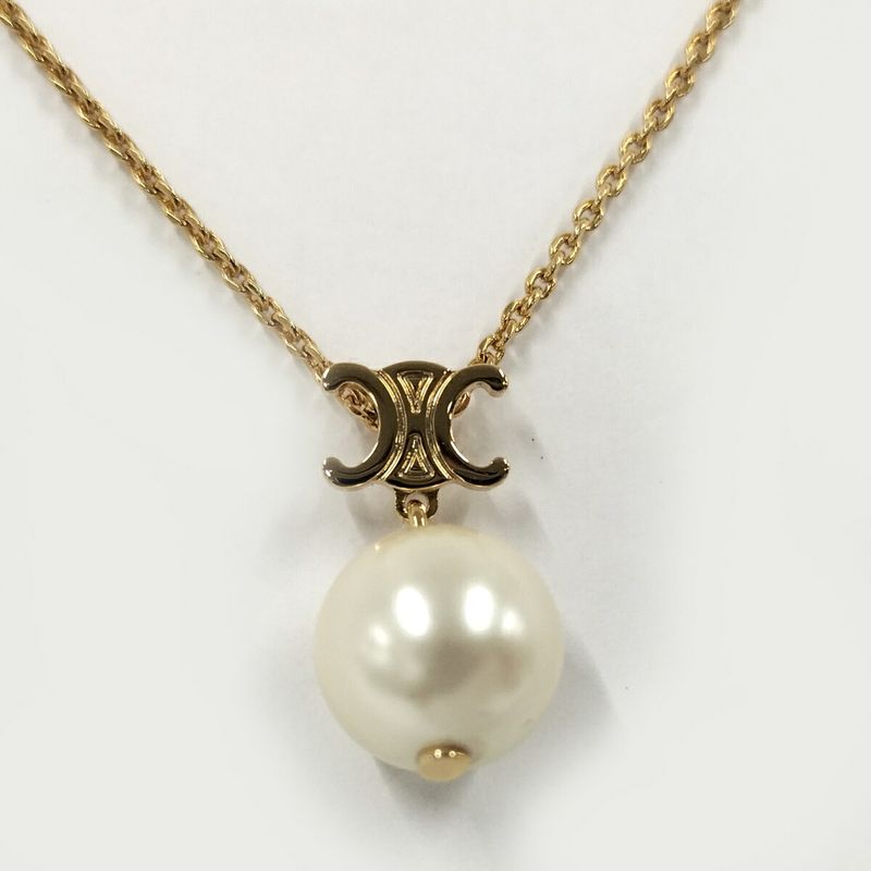Celine Triomphe Necklace Pearl Gold