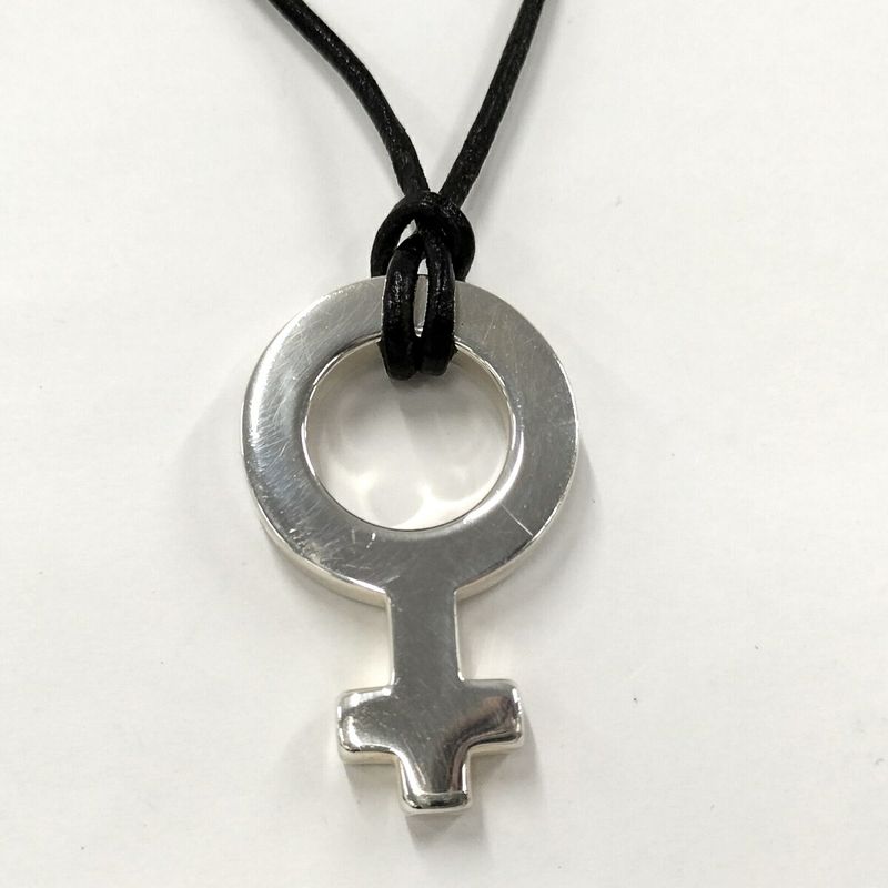 Gucci Necklace Female Symbol Mark Silver Sv925 Leather