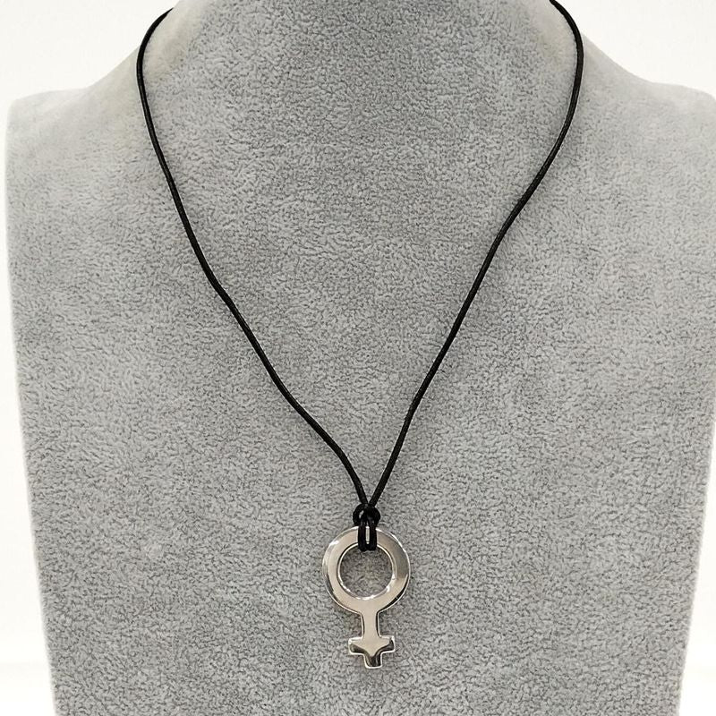 Gucci Necklace Female Symbol Mark Silver Sv925 Leather