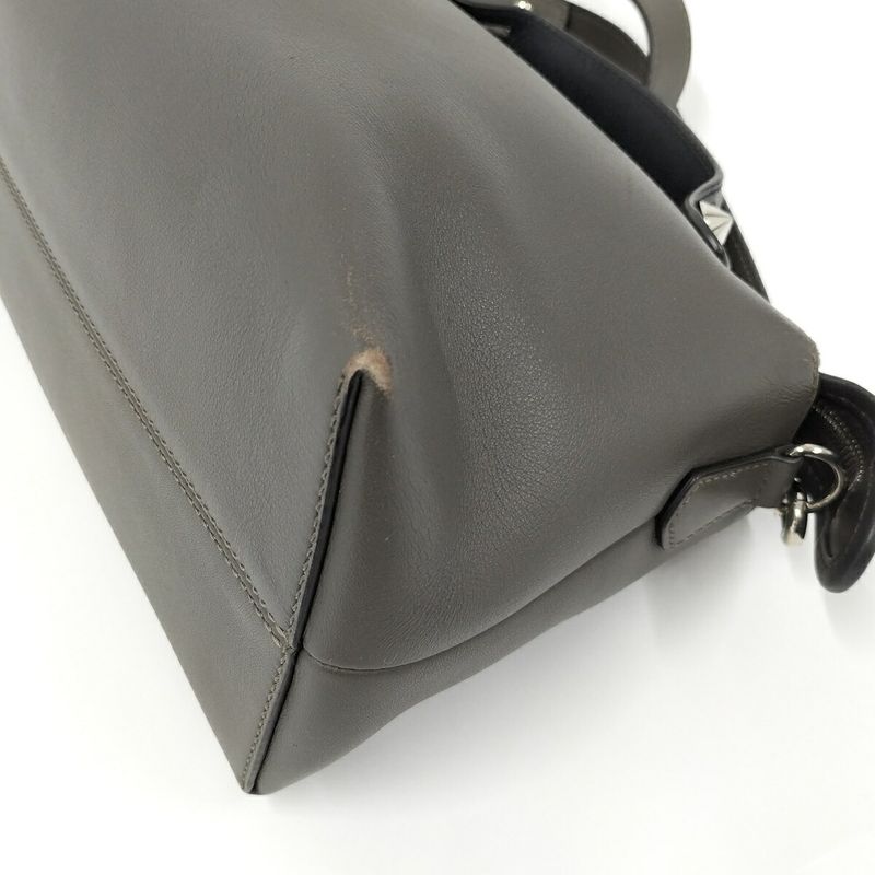 Fendi Visible Medium 2way Shoulder Bag Leather Gray