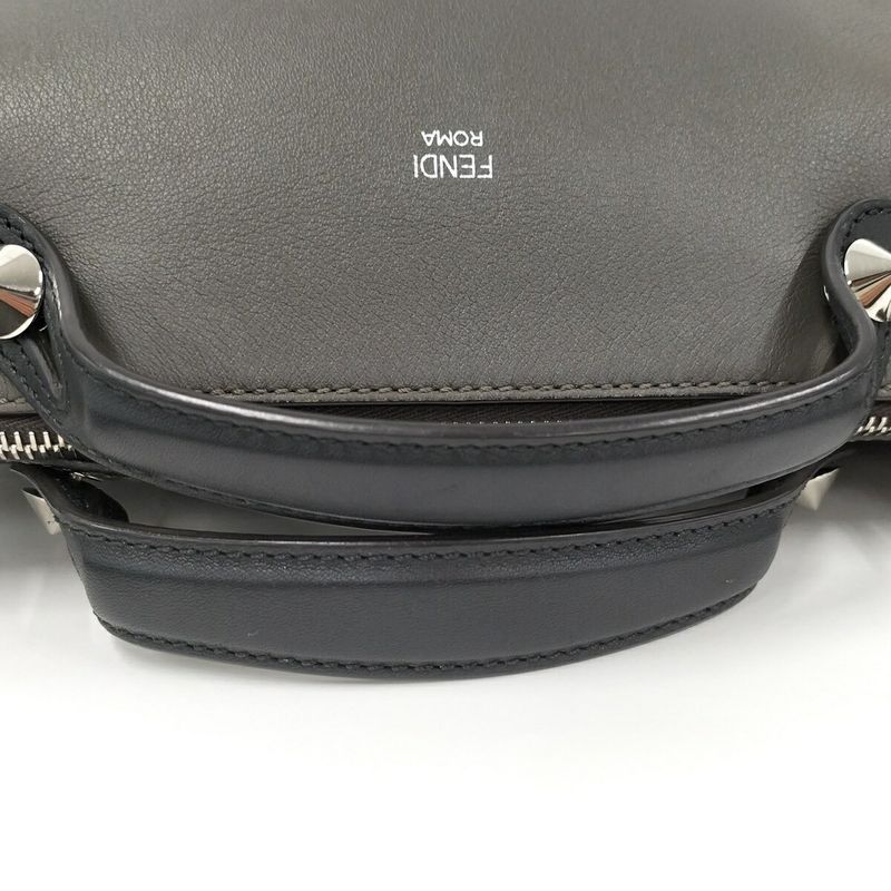 Fendi Visible Medium 2way Shoulder Bag Leather Gray