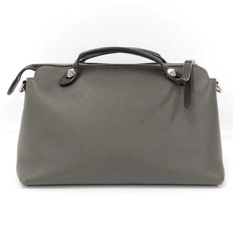 Fendi Visible Medium 2way Shoulder Bag Leather Gray