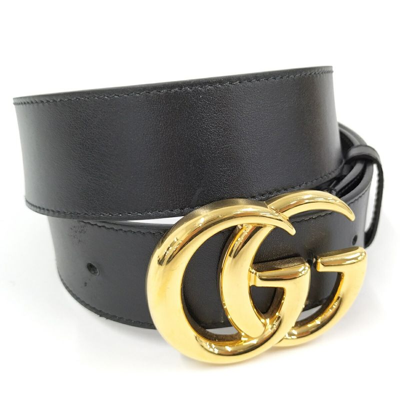 Gucci Ggmarmont Leather Belt Black 406831