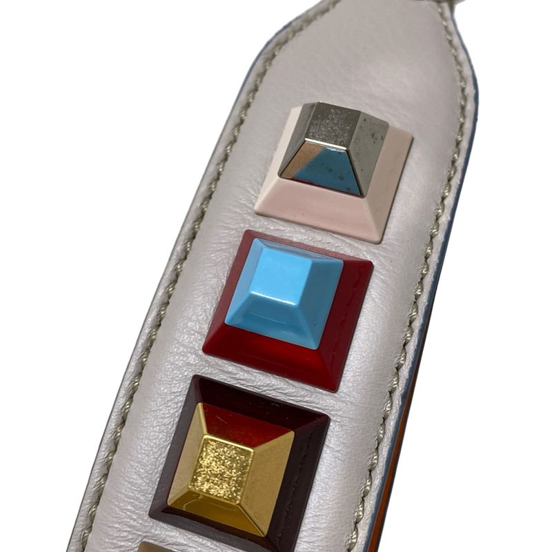 Fendi Shoulder Strap You Light Gray X Multi Studs Leather