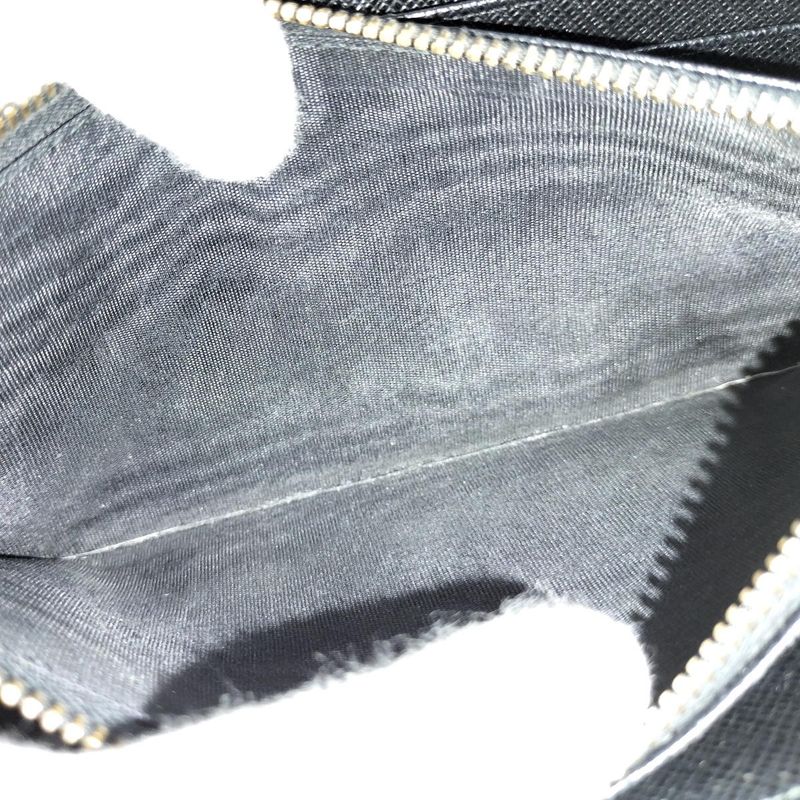 Prada Round Zipper Long Wallet Saffiano Leather Black
