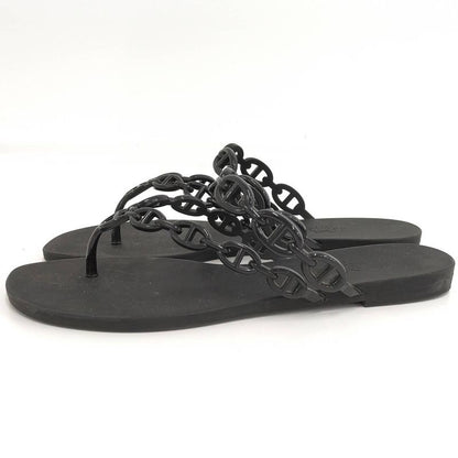 Hermes Island Sandals Chaine D'ancre Black Size 37