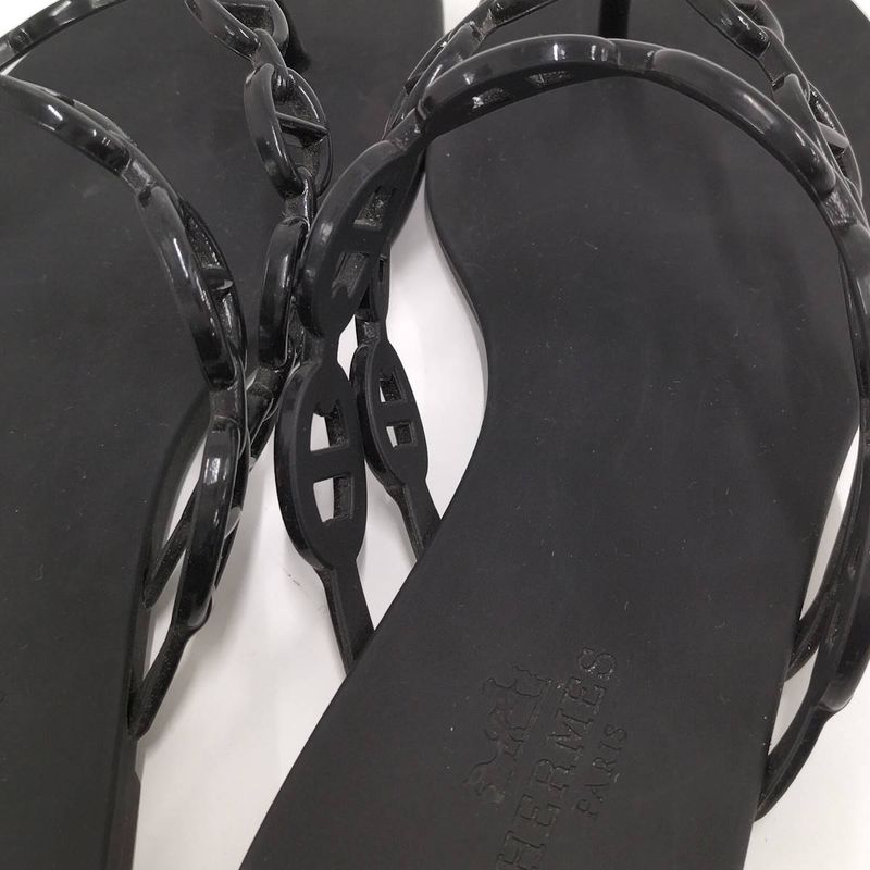 Hermes Island Sandals Chaine D'ancre Black Size 37