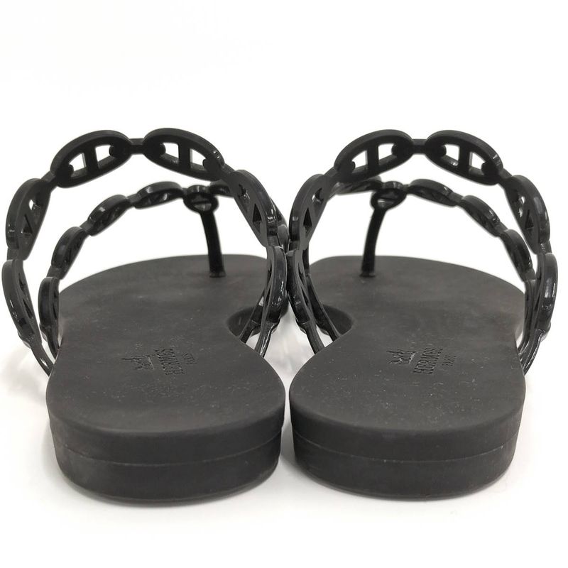 Hermes Island Sandals Chaine D'ancre Black Size 37