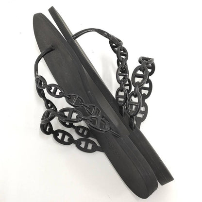 Hermes Island Sandals Chaine D'ancre Black Size 37