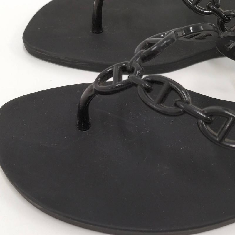 Hermes Island Sandals Chaine D'ancre Black Size 37