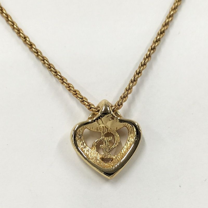 Christian Dior Necklace Logo Heart Gold Plated