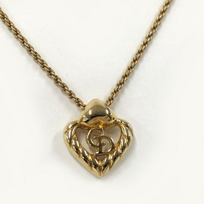 Christian Dior Necklace Logo Heart Gold Plated
