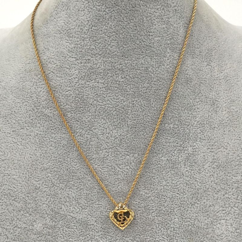 Christian Dior Necklace Logo Heart Gold Plated