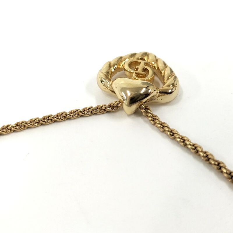 Christian Dior Necklace Logo Heart Gold Plated
