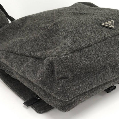 Prada Messenger Bag Shoulder Bag Wool Gray