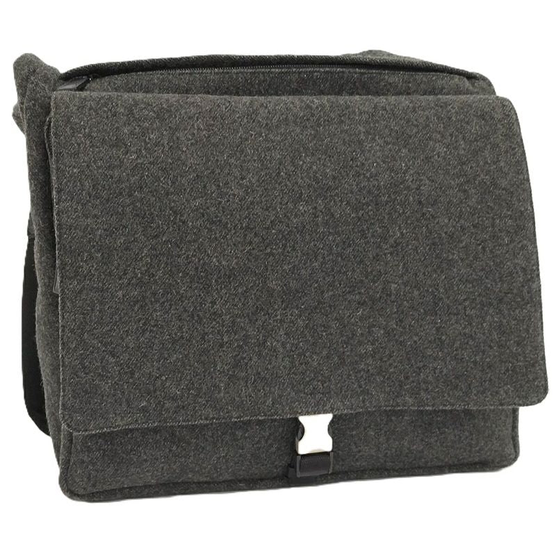 Prada Messenger Bag Shoulder Bag Wool Gray