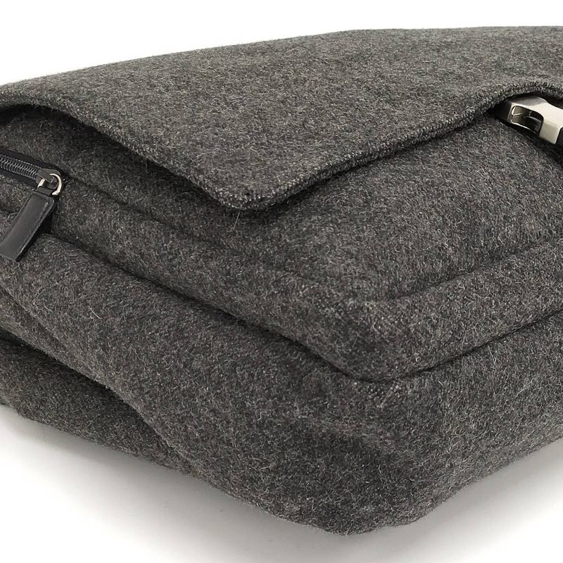 Prada Messenger Bag Shoulder Bag Wool Gray