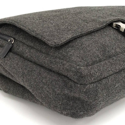 Prada Messenger Bag Shoulder Bag Wool Gray