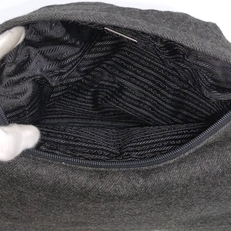 Prada Messenger Bag Shoulder Bag Wool Gray