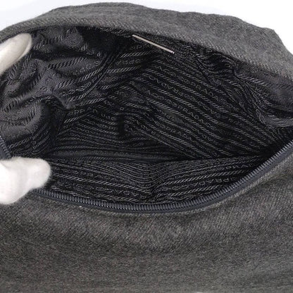 Prada Messenger Bag Shoulder Bag Wool Gray