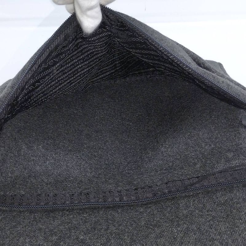 Prada Messenger Bag Shoulder Bag Wool Gray