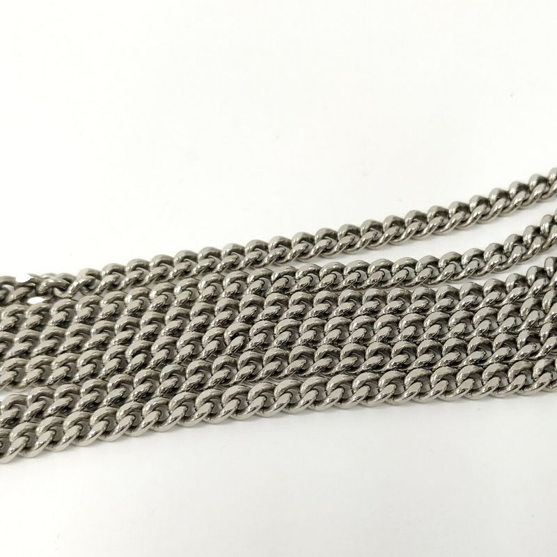 Chanel Long Necklace 09p Coco Mark Dog Tag Plate Silver Plated A41491