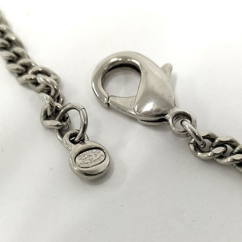 Chanel Long Necklace 09p Coco Mark Dog Tag Plate Silver Plated A41491