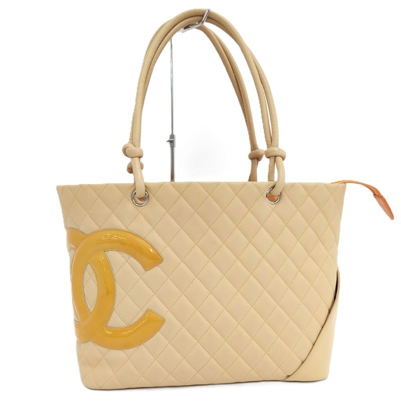 Chanel Tote Bag Cambon Line Leather Beige A25169