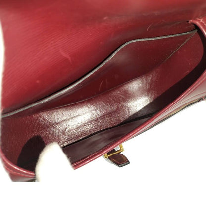 Hermes Bardo Golf Shoulder Bag Leather Bordeaux F Engraved