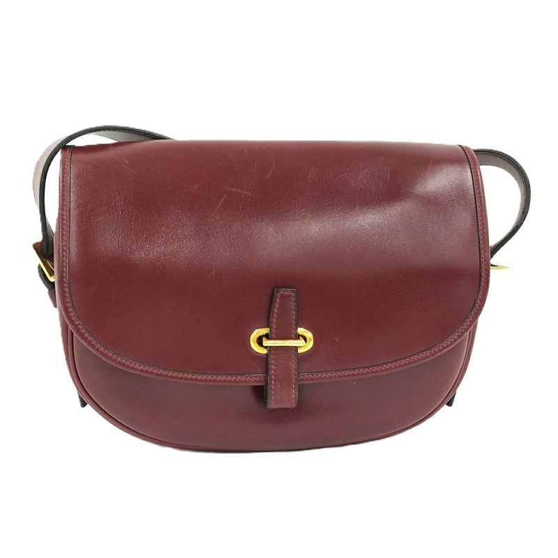 Hermes Bardo Golf Shoulder Bag Leather Bordeaux F Engraved