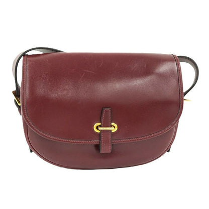 Hermes Bardo Golf Shoulder Bag Leather Bordeaux F Engraved