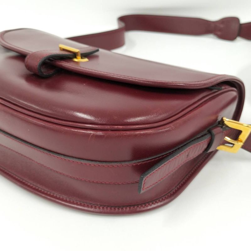 Hermes Bardo Golf Shoulder Bag Leather Bordeaux F Engraved