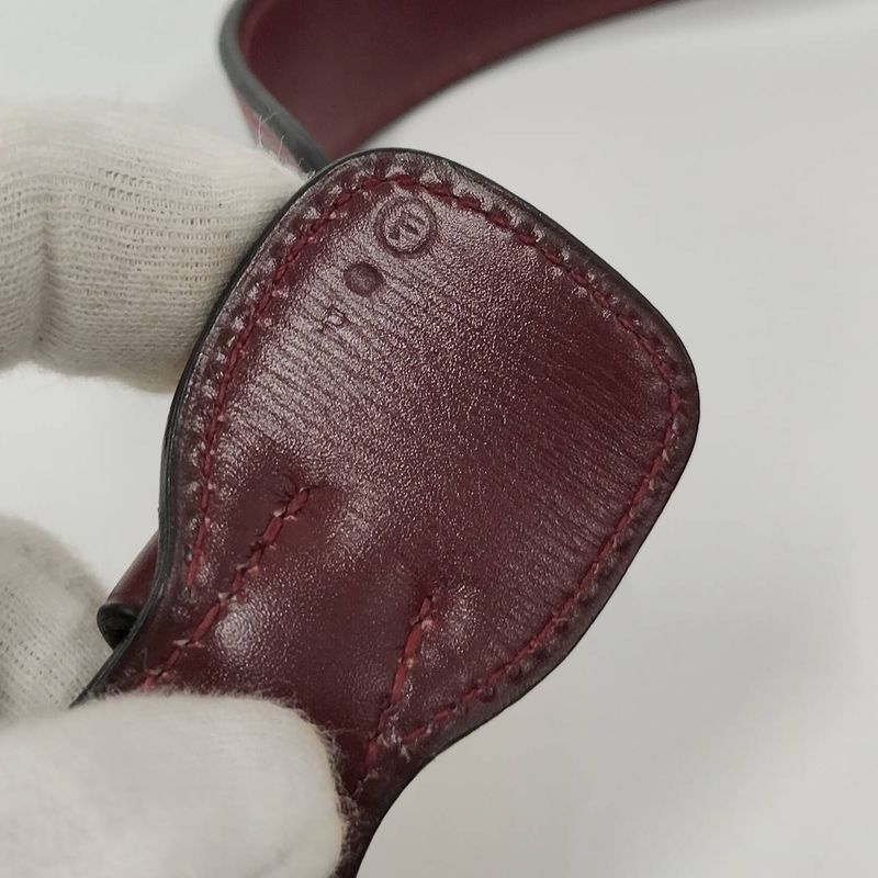 Hermes Bardo Golf Shoulder Bag Leather Bordeaux F Engraved