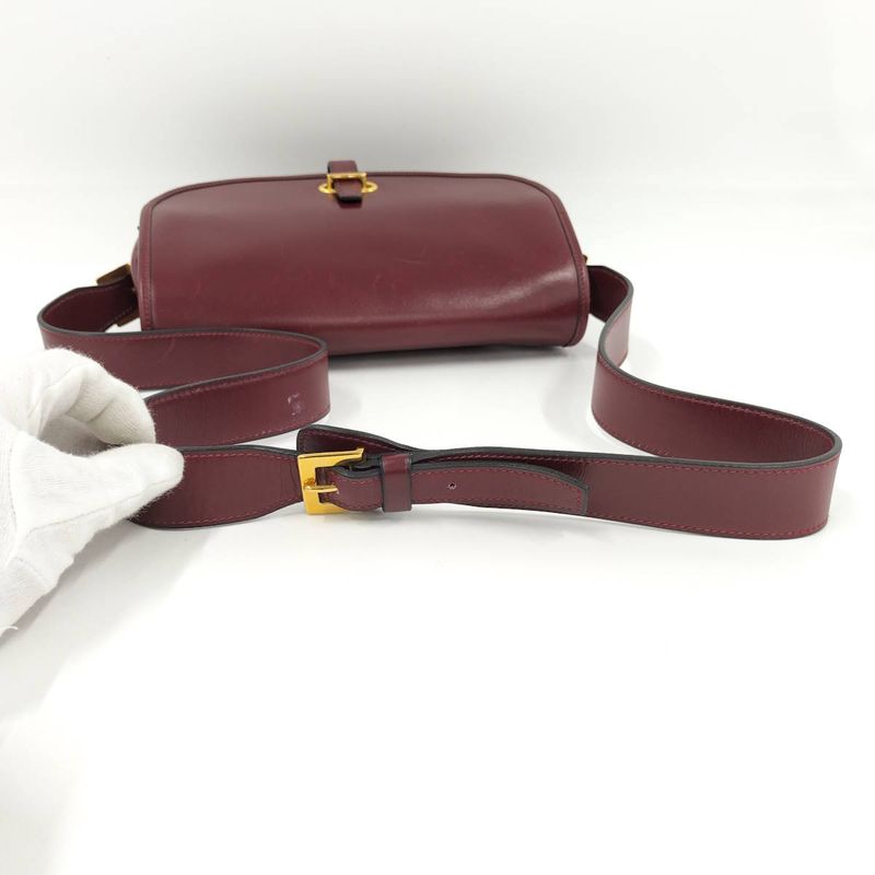 Hermes Bardo Golf Shoulder Bag Leather Bordeaux F Engraved