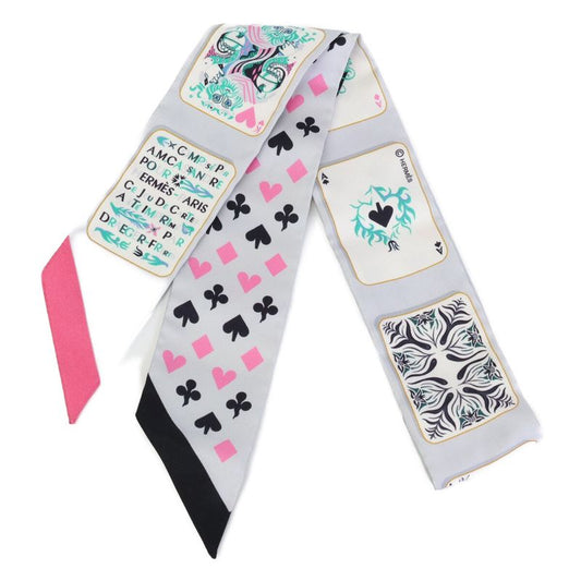 Hermes []h063169s JEU DE Cartes Playing Cards Pattern Silk Twilly