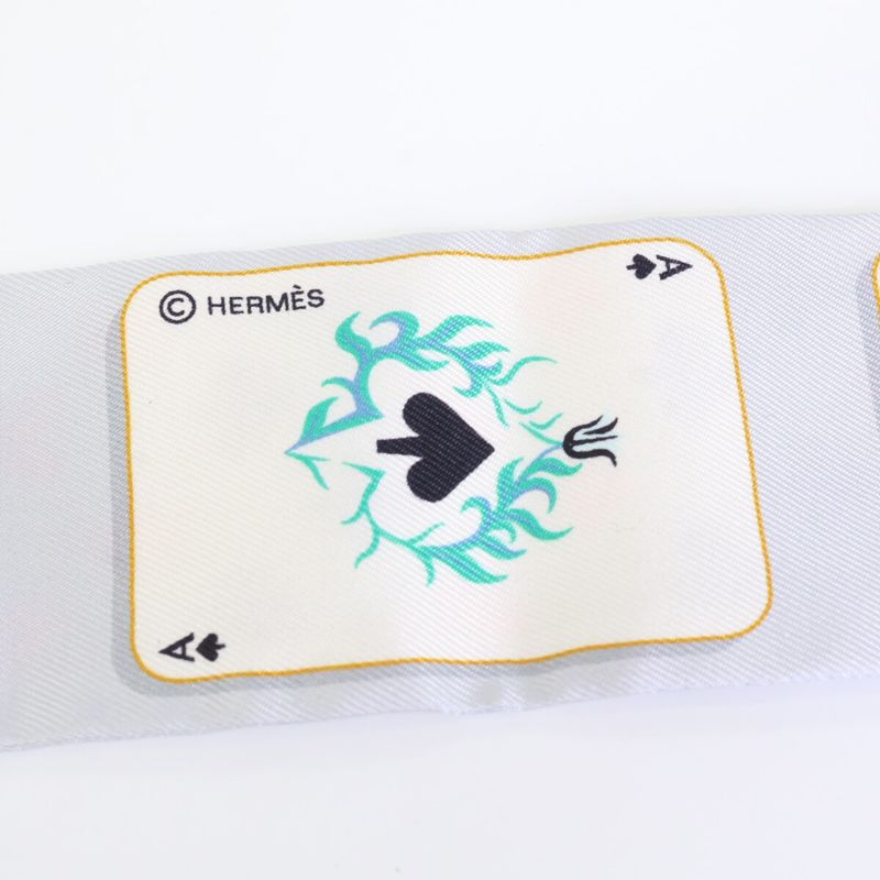 Hermes []h063169s JEU DE Cartes Playing Cards Pattern Silk Twilly