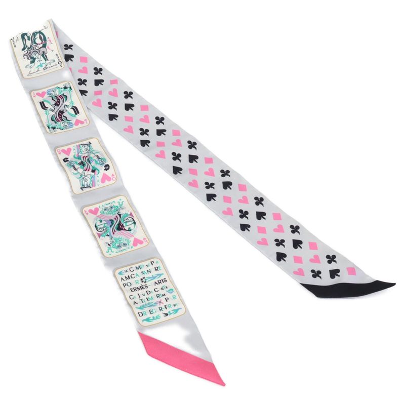 Hermes []h063169s JEU DE Cartes Playing Cards Pattern Silk Twilly