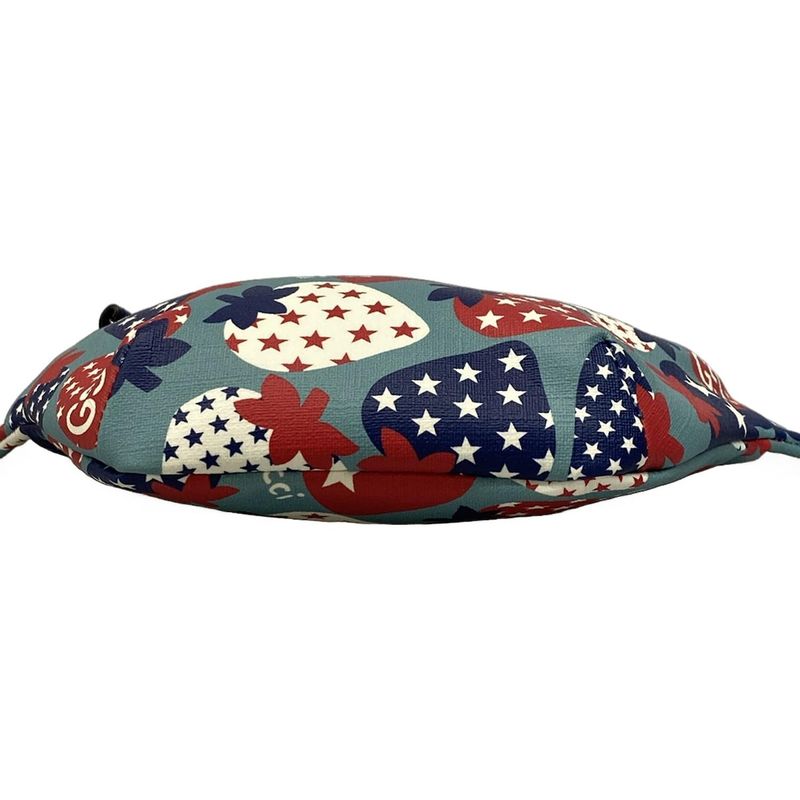 Gucci Waist Pouch Children's Belt Bag 502095 Light Blue X Red X Multi Straw Berry