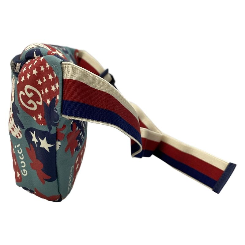 Gucci Waist Pouch Children's Belt Bag 502095 Light Blue X Red X Multi Straw Berry