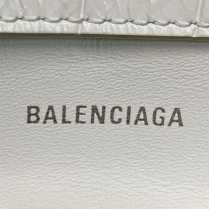 Balenciaga Shoulder Bag Downtown XS 671355 White Shape Pressed Leather