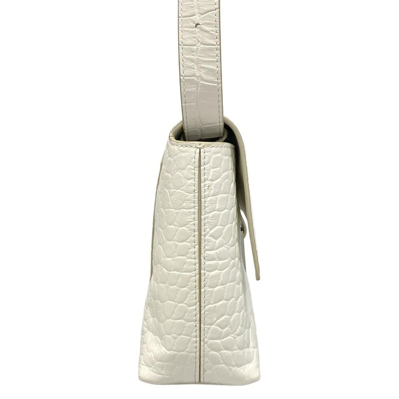 Balenciaga Shoulder Bag Downtown XS 671355 White Shape Pressed Leather