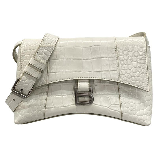 Balenciaga Shoulder Bag Downtown XS 671355 White Shape Pressed Leather