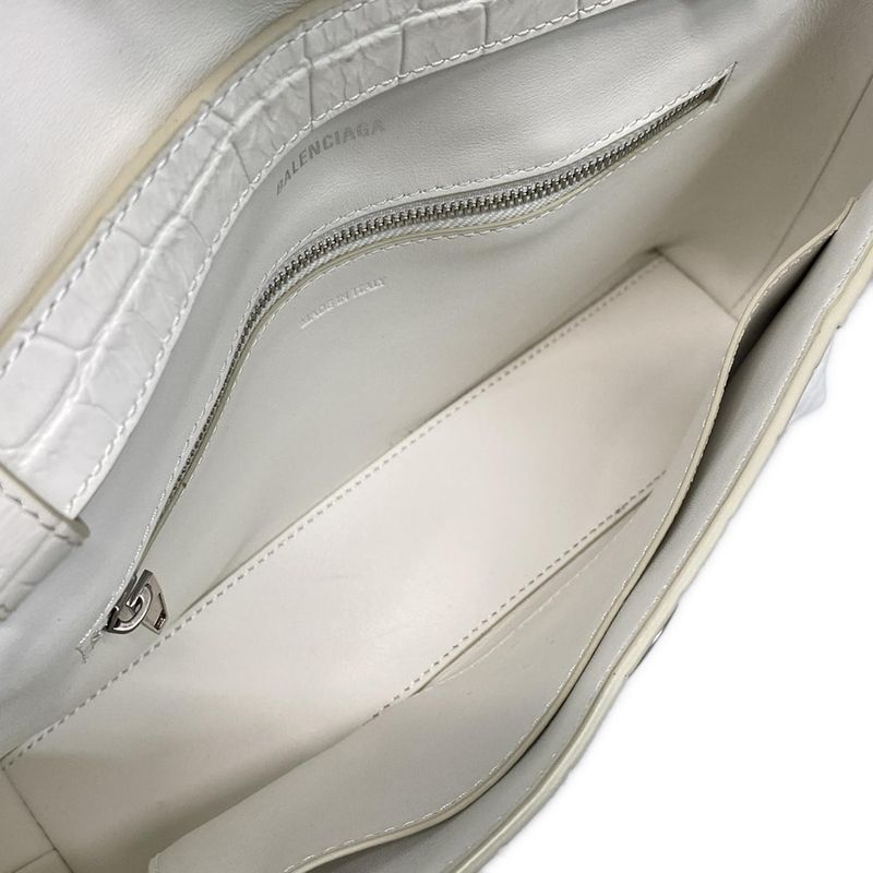 Balenciaga Shoulder Bag Downtown XS 671355 White Shape Pressed Leather